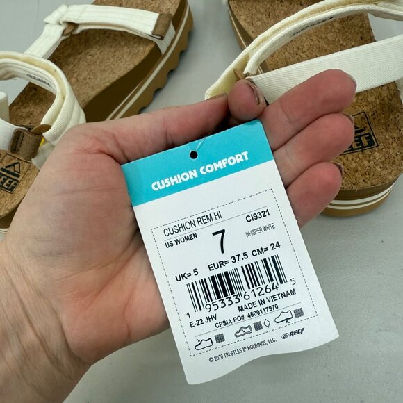 Reef Cushion Rem Hi Whisper White Cushion Adjust Sandals Shoes Womens size 7 NEW - Picture 4 of 7